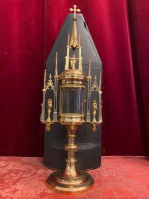 Cillinder Monstrance style Gothic - style en Brass / Bronze / Gilt, BELGIUM 19 th century ( Anno 1890 )