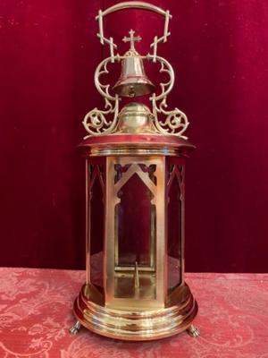 Communion Lantern style Gothic - style en Brass / Polished / New Varnished / Glass, Belgium 19 th century ( Anno 1875 )