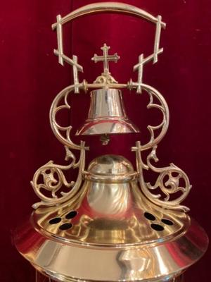 Communion Lantern style Gothic - style en Brass / Polished / New Varnished / Glass, Belgium 19 th century ( Anno 1875 )