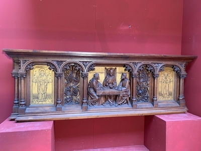 Communion Rail Imagination  “Emmaus” . style Gothic - style en hand-carved wood Oak, Dutch 19th century ( anno 1875 )