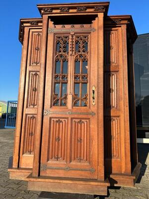 Confessional style Gothic - Style en Oak wood, Belgium  19 th century