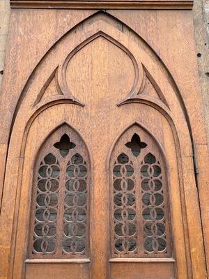 Confessional Door With Frame style Gothic - Style en Oak Wood, Belgium 19th century