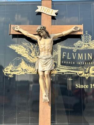 Cross - Corpus Christi  style Gothic - Style en Fully Hand - Carved Wood , Belgium  19 th century ( Anno 1875 )