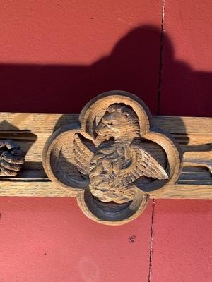 Cross With Corpus style Gothic - style en hand-carved wood Oak, Belgium 19th century