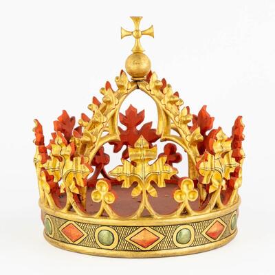 Crown With Original Storage Box style Gothic - Style en Wood, Belgium 19 th century