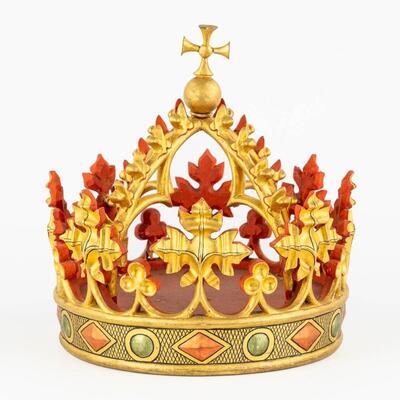 Crown With Original Storage Box style Gothic - Style en Wood, Belgium 19 th century