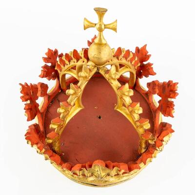 Crown With Original Storage Box style Gothic - Style en Wood, Belgium 19 th century