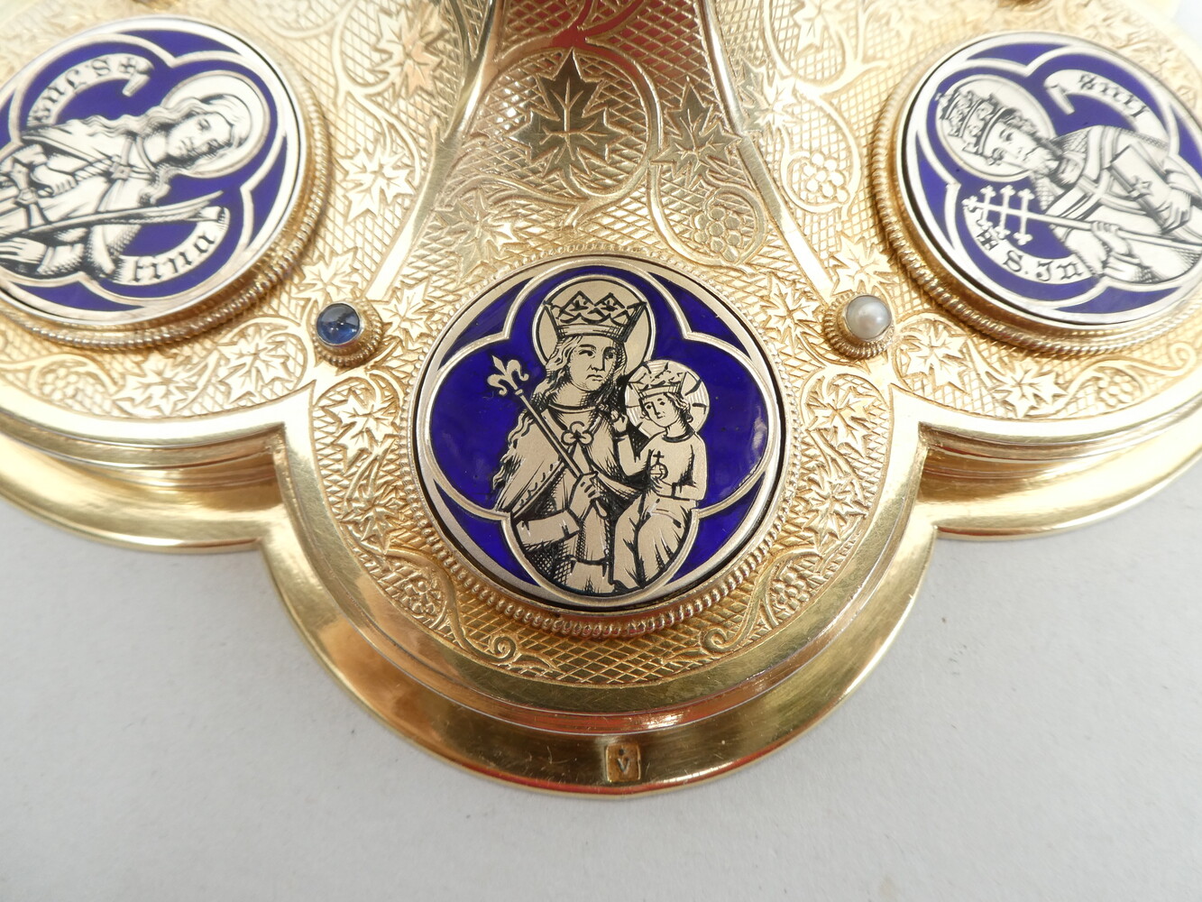 1 Gothic - Style Detail Pictures For Id : 7009294 Exceptional Chalice By Jean - Baptiste Van Damme - Bruges - Belgium With Original Paten, Spoon And Case