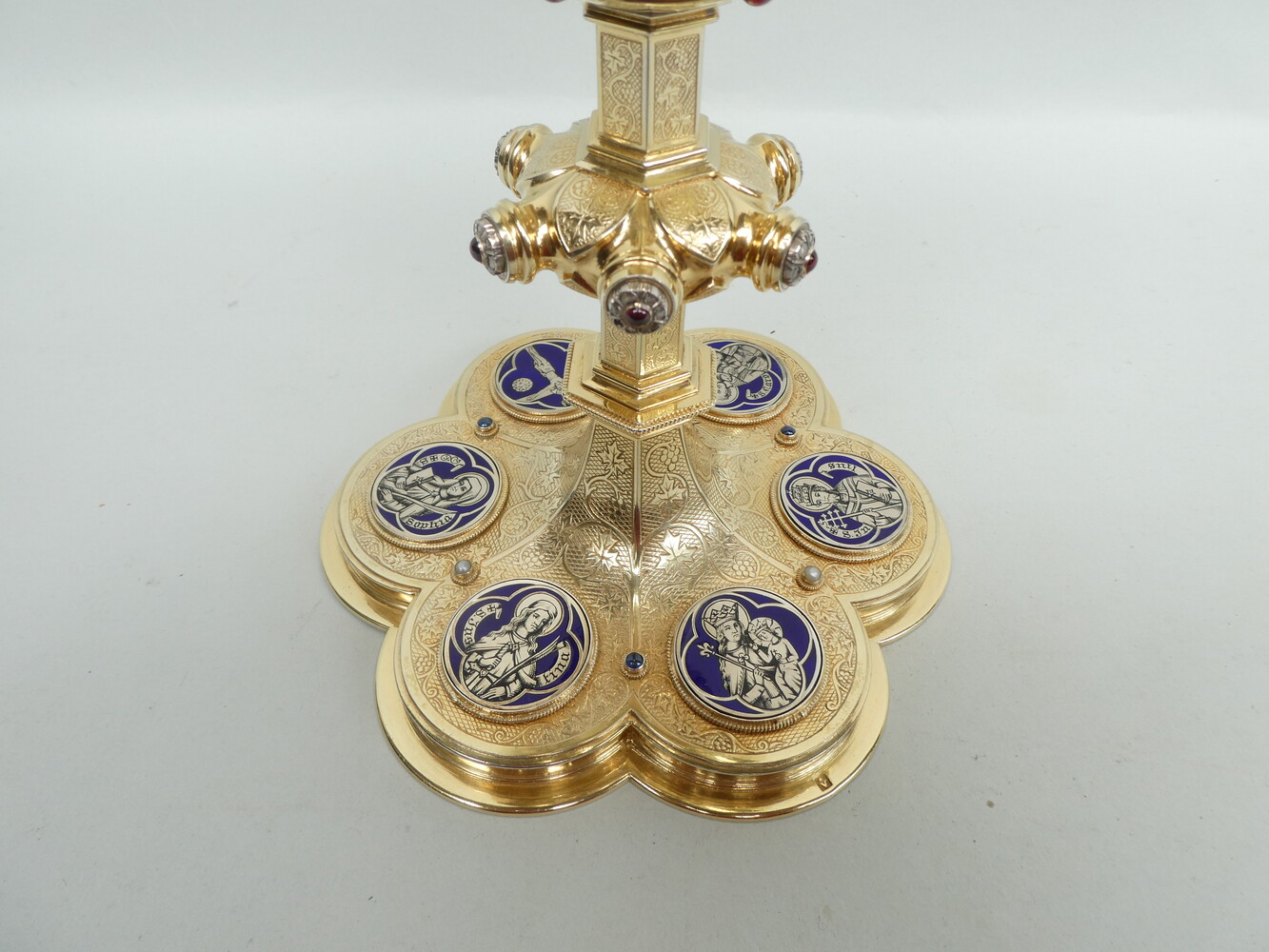 1 Gothic - Style Detail Pictures For Id : 7009294 Exceptional Chalice By Jean - Baptiste Van Damme - Bruges - Belgium With Original Paten, Spoon And Case