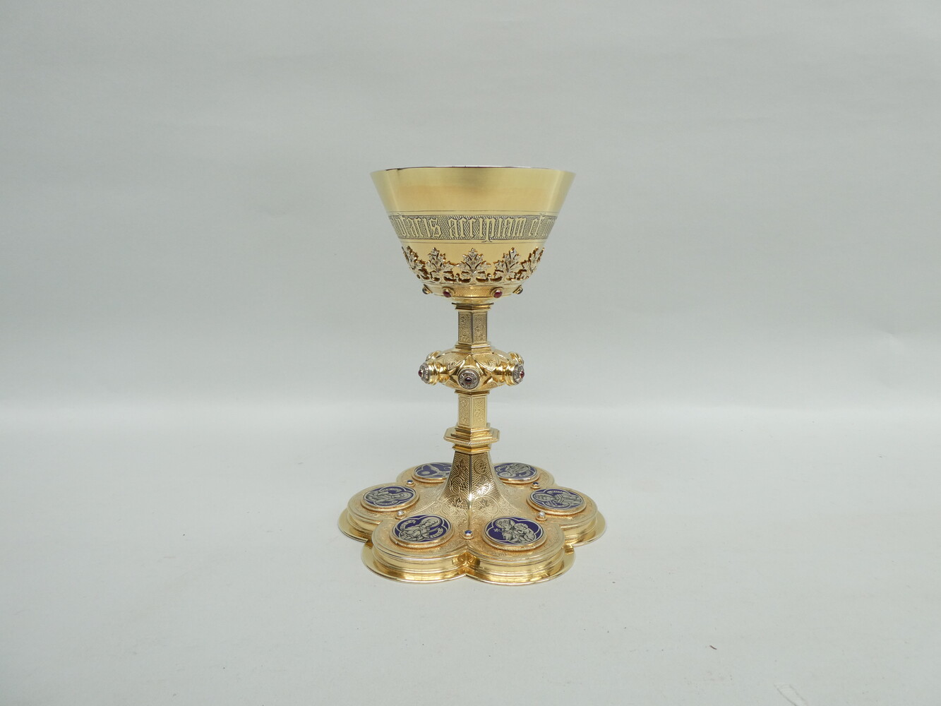 1 Gothic - Style Detail Pictures For Id : 7009294 Exceptional Chalice By Jean - Baptiste Van Damme - Bruges - Belgium With Original Paten, Spoon And Case