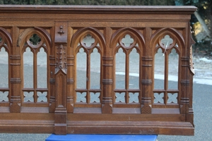 Double Sided Communion Rail style Gothic - style en wood oak, Belgium 19th century