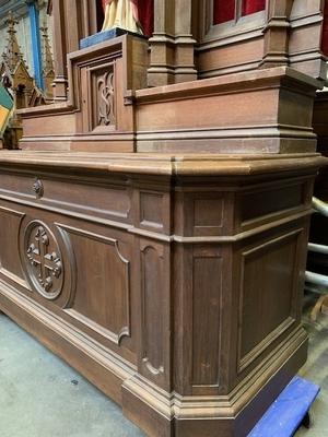 Exceptional Altar style Gothic - style en Oak wood, Belgium 19th century ( anno 1875 )