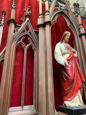 Exceptional Altar style Gothic - style en Oak wood, Belgium 19th century ( anno 1875 )