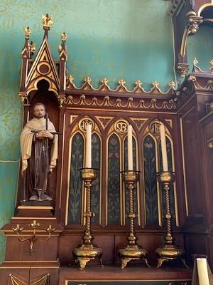 Exceptional Altar  style Gothic - Style en Oak Wood, Belgium 19th century