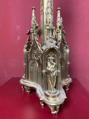 Exceptional Altar -Cross style Gothic - style en Full Bronze Gilt, France 19 th century ( Anno 1865 )