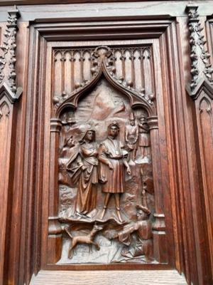 Exceptional Bench style Gothic - Style en Oak wood, Belgium 19 th century
