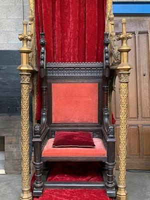 Exceptional  Bronze  Baldachin  Throne  403 Cm /  13.2 Ft style Gothic - style en Bronze  / Oak, France  ( anno 1865 )