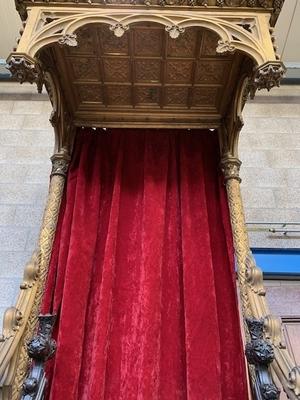 Exceptional  Bronze  Baldachin  Throne  403 Cm /  13.2 Ft style Gothic - style en Bronze  / Oak, France  ( anno 1865 )