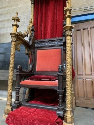 Exceptional  Bronze  Baldachin  Throne  403 Cm /  13.2 Ft style Gothic - style en Bronze / Oak, France  ( anno 1865 )