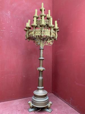 Exceptional Candelabra style Gothic - style en Brass / Bronze, Belgium  19 th century ( Anno 1885 )