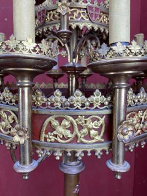 Exceptional Candelabra style Gothic - style en Brass / Bronze, Belgium  19 th century ( Anno 1885 )