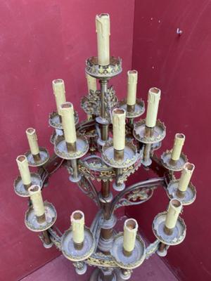 Exceptional Candelabra style Gothic - style en Brass / Bronze, Belgium  19 th century ( Anno 1885 )