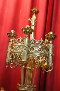 Exceptional Candelabre style Gothic - style en Full - Bronze - Polished and Varnished., France 19th century. 1892.