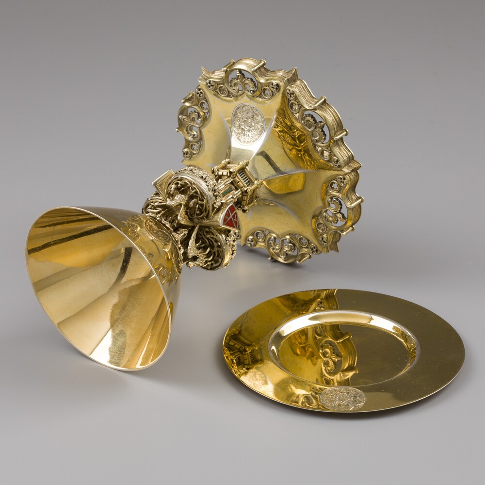 1 Gothic - Style Exceptional Chalice With Original Paten