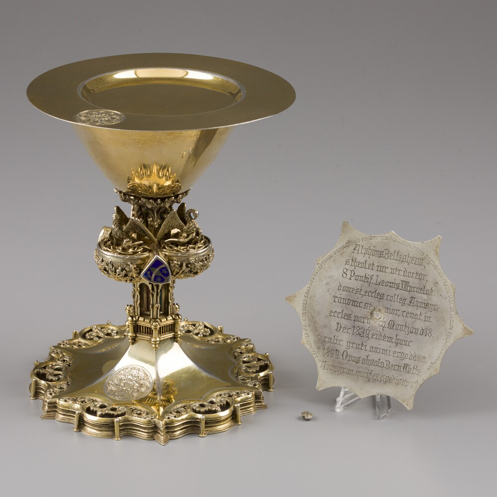 1 Gothic - Style Exceptional Chalice With Original Paten