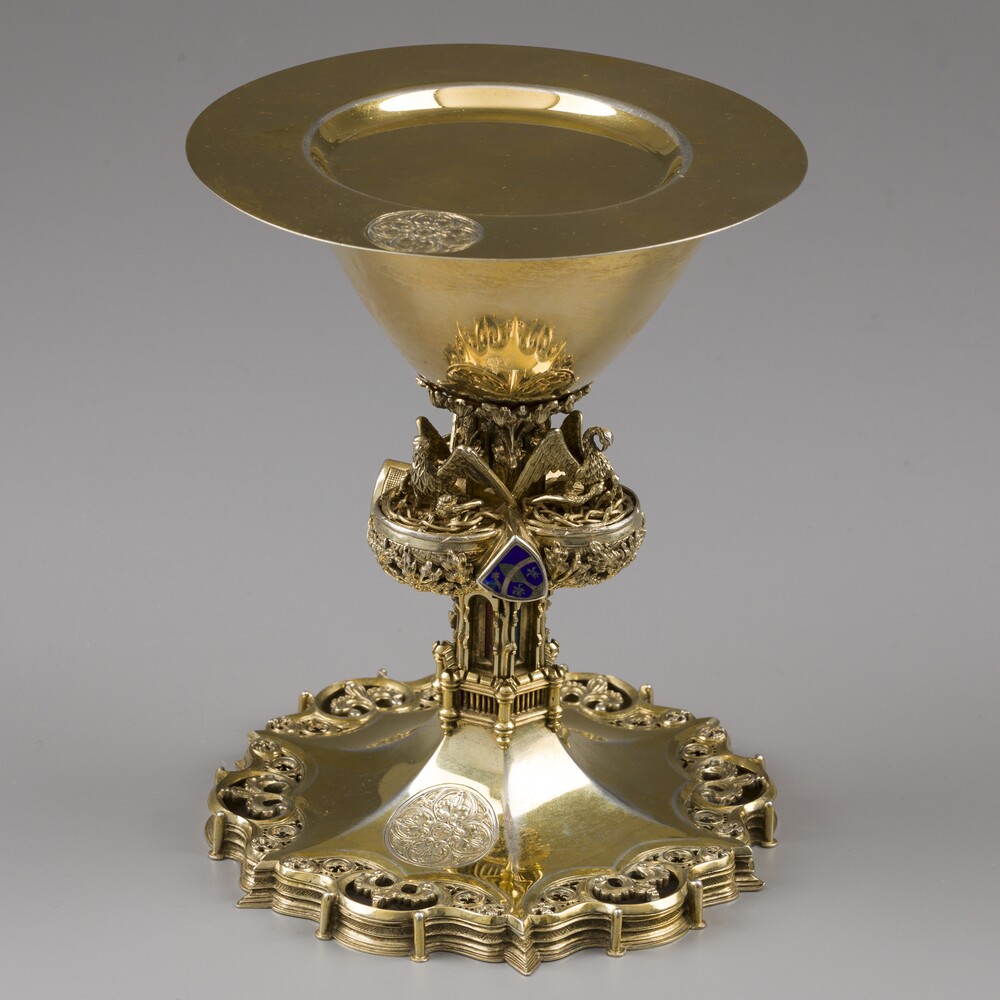 1 Gothic - Style Exceptional Chalice With Original Paten
