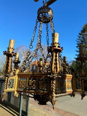 Exceptional Chandelier style Gothic - Style en Hand - Forget Iron, France 19 th century ( Anno 1865 )