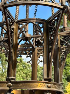 Exceptional Chandelier style Gothic - Style en Bronze, Belgium  19 th century