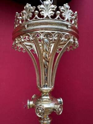 Exceptional Chandelier style Gothic - Style en Brass / Bronze / Polished and Varnished, Belgium  19 th century ( Anno 1875 )