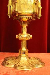 Exceptional Ciborium style Gothic - style en full silver / Gilt, Dutch 19th century ( Anno 1868)