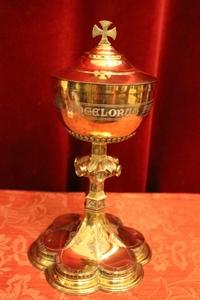 Exceptional Ciborium style Gothic - style en full silver, Dutch 19th century (anno 1870)