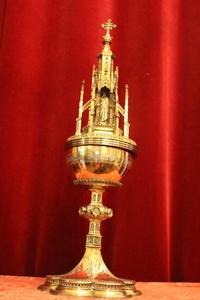 Exceptional Ciborium style Gothic - style en full silver, Dutch 19th century (anno 1870)