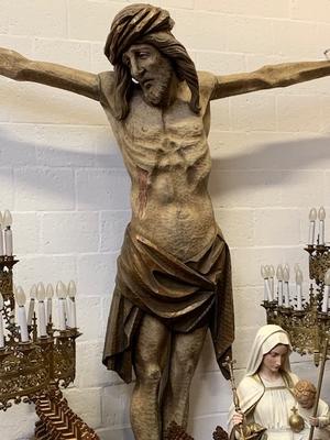 Exceptional Corpus Christi Height 330 Cm ! style Gothic - style en hand-carved wood polychrome, Dutch