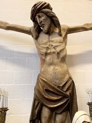 Exceptional Corpus Christi Height 330 Cm ! style Gothic - style en hand-carved wood polychrome, Dutch