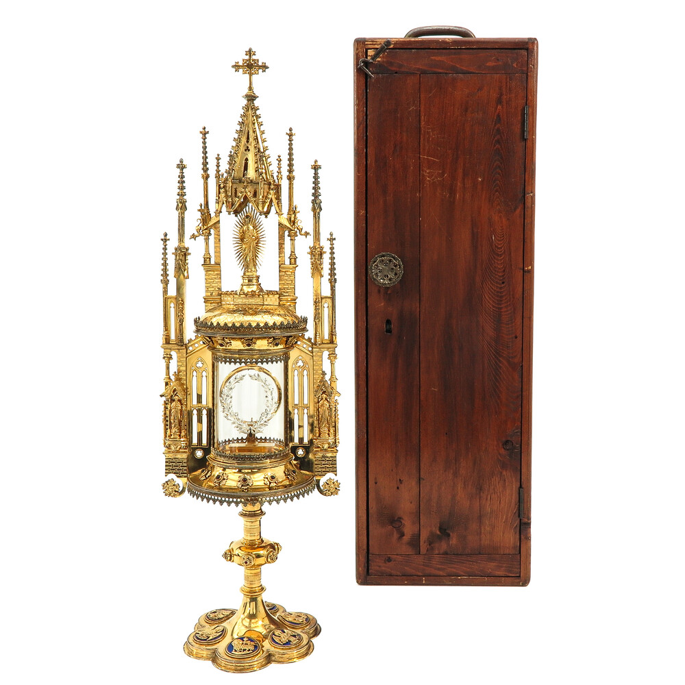 1 Gothic - Style Exceptional Full Silver Monstrance By: Van Damme With Diamonds