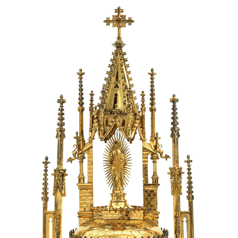 1 Gothic - Style Exceptional Full Silver Monstrance By: Van Damme With Diamonds