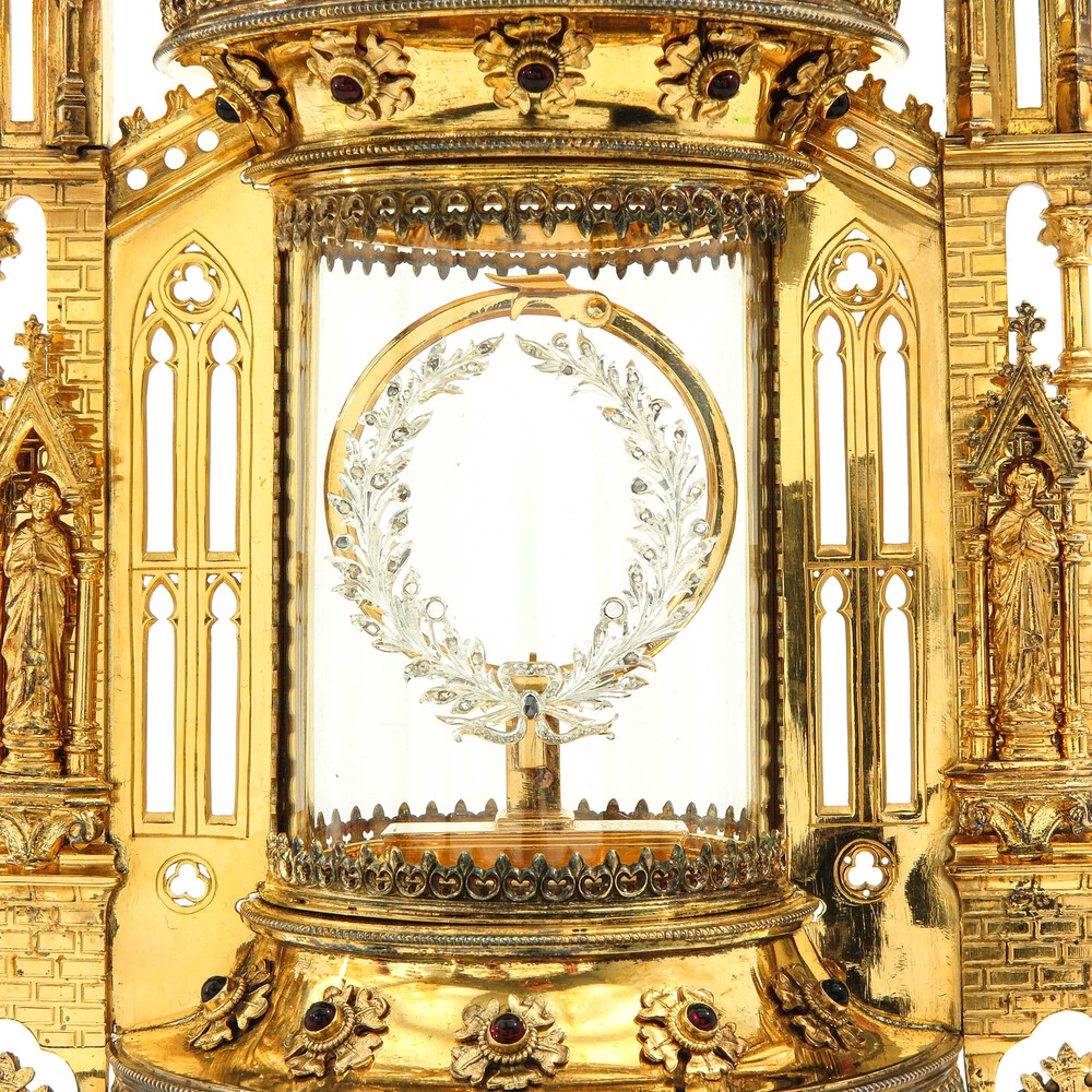 1 Gothic - Style Exceptional Full Silver Monstrance By: Van Damme With Diamonds