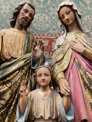 Exceptional Fully Hand - Carved Holy Family style Gothic - style en Wood Polychrome, Flemish Belgium 19 th century ( Anno 1865 )