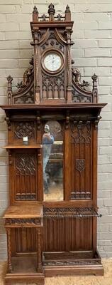 1 Gothic - Style Exceptional Hall Stand With Clock By : Victor Aimone ! Expected !