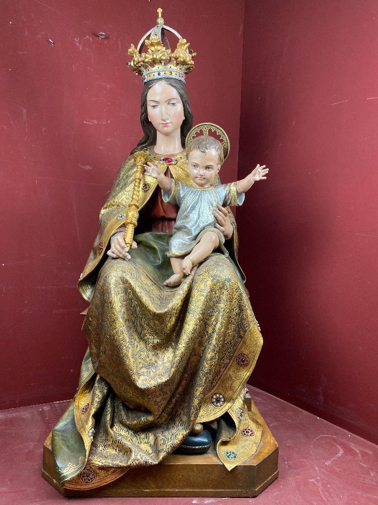 1 Gothic - Style Exceptional Madonna & Child Life Size By: Mayer Munich