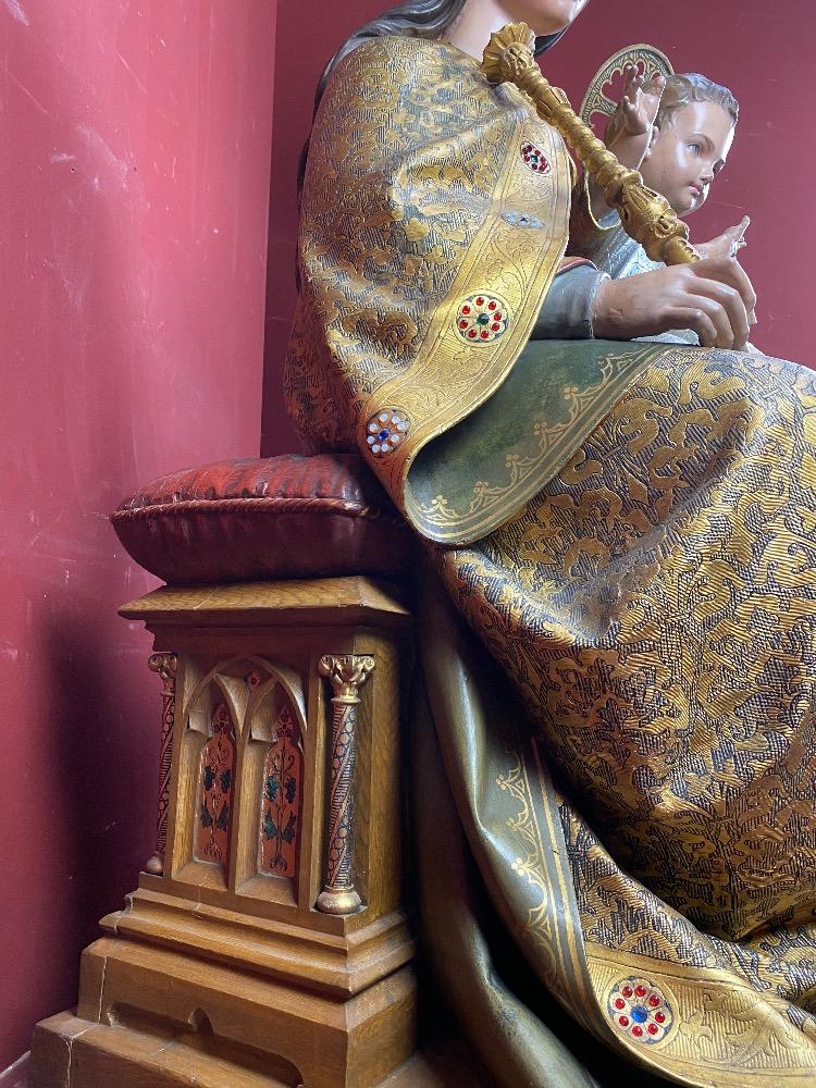 1 Gothic - Style Exceptional Madonna & Child Life Size By: Mayer Munich