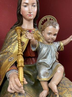 Exceptional Madonna & Child Life Size By: Mayer Munich style Gothic - Style en hand-carved wood polychrome, Germany  19th century ( anno 1865 )