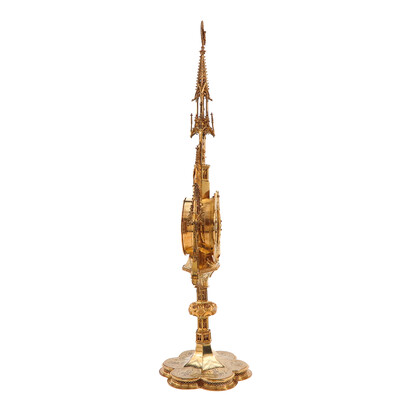 Exceptional Monstrance style Gothic - Style en Brass / Gilt / Diamonds / Stones / Glass, Belgium  19