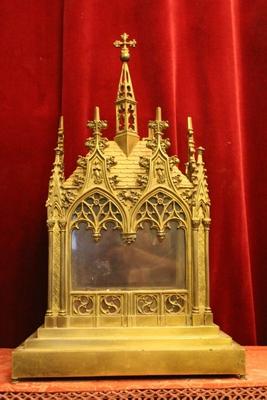Exceptional Reliquary Weight :  style Gothic - style en Solid Bronze - Gilt, France 19th century (Anno 1865 )