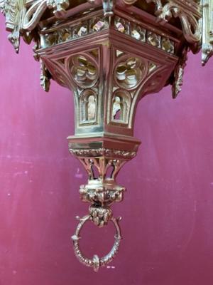 Exceptional Sanctuary Lamp style Gothic - style en Bronze / Polished and Varnished, France 19 th century ( Anno 1875 )