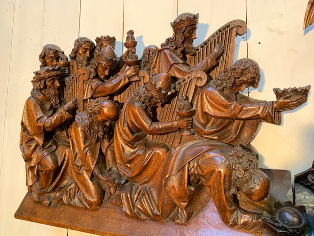 1 Gothic - style  Exceptional Sculpture The Adoration Of Jesus Christ As Agnus Dei. Signed : Hendrik Van Der Geld